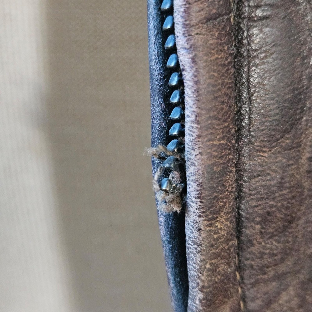 Vintage Penneys‎ Towncraft Leather Car Coat Brown 50s 60s Talon Zip Distressed - Picture 7 of 16